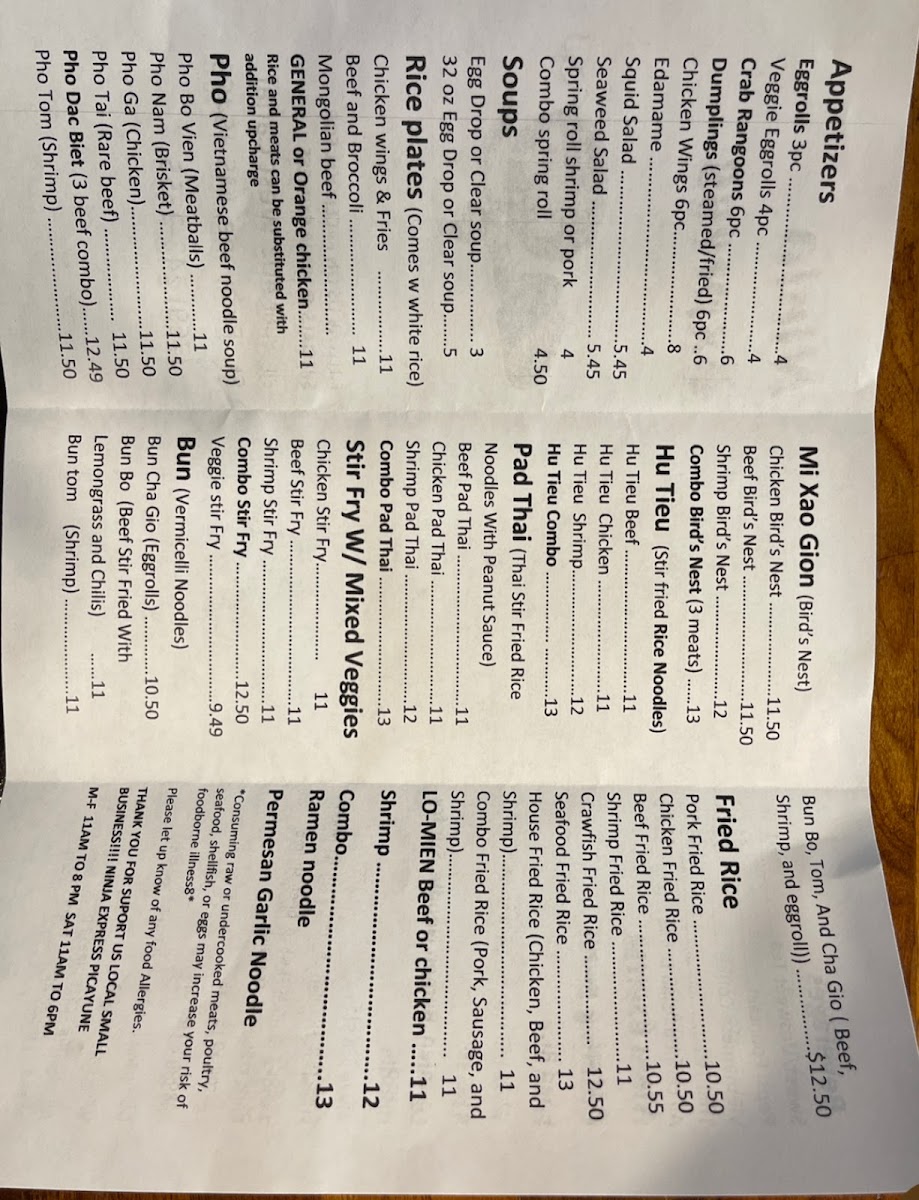 Ninja Express Menu-2